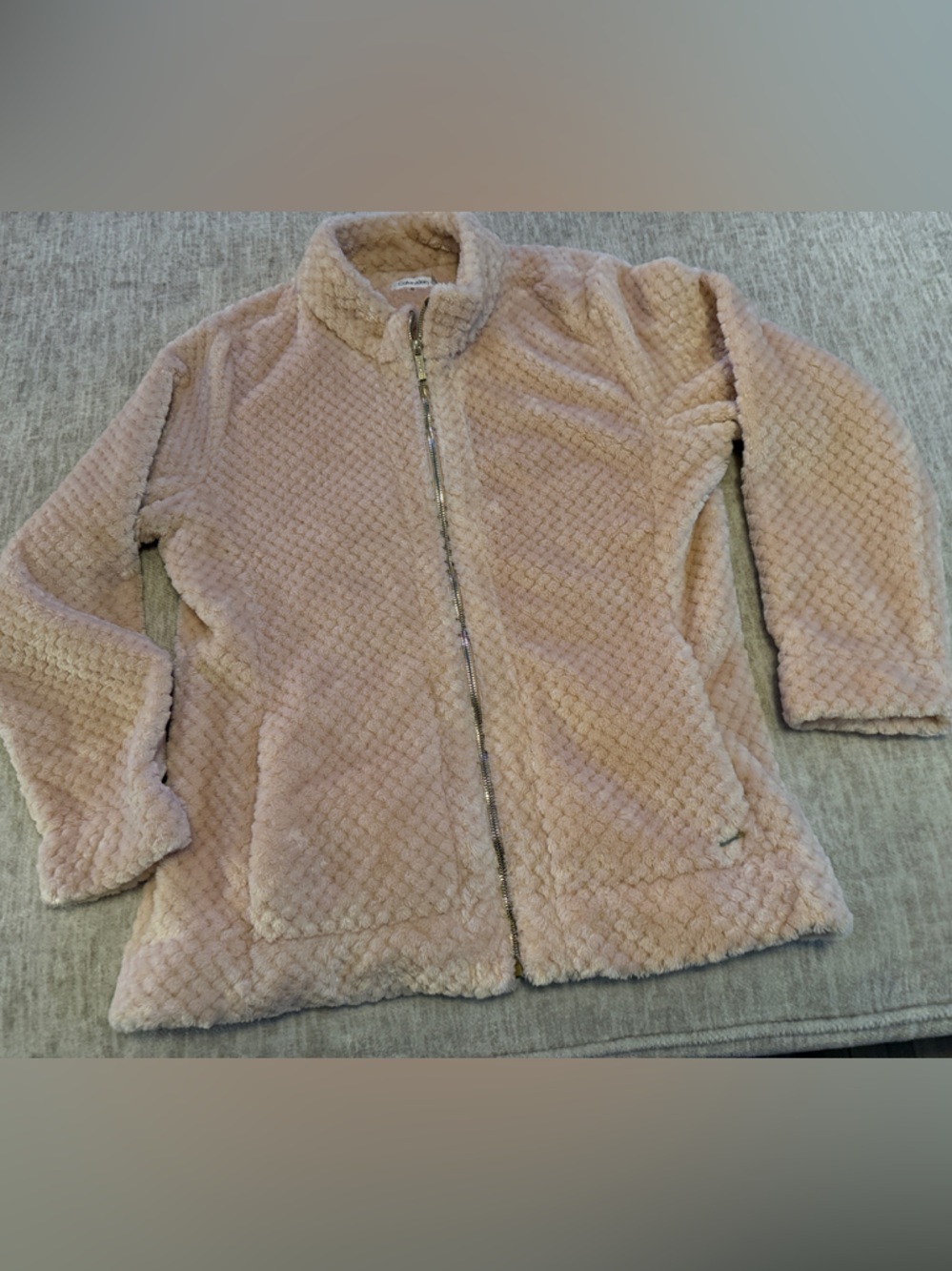Calvin Klein Plush Zip-Up Jacket in Light Pink